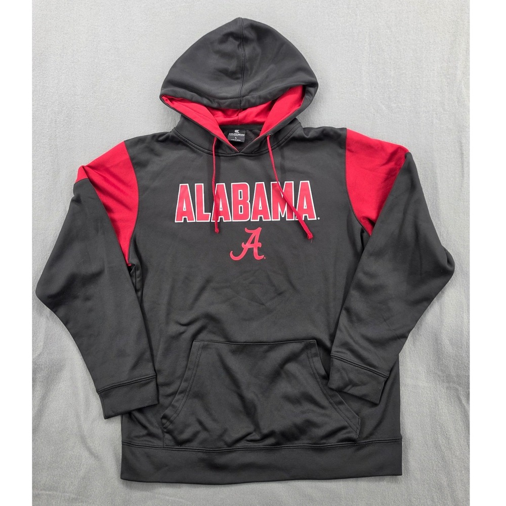 Colosseum Alabama Crimson Tide Mens Large Black Red Colorblock Fleece Hoodie L